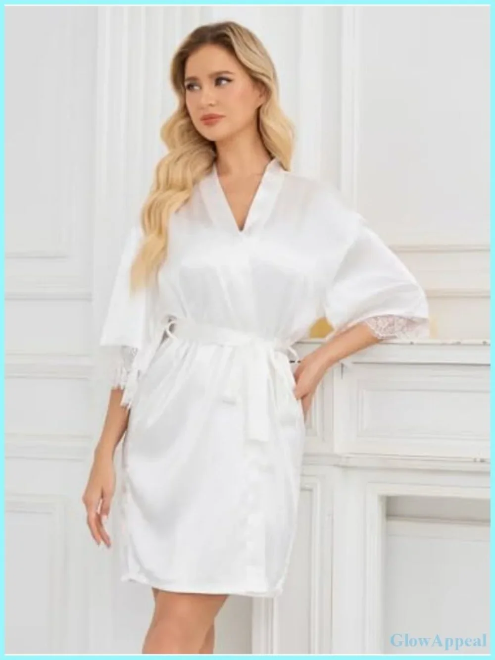 Satin Nightgown & Robe Set 2 Piece Lace Babydoll Sleepwear Wedding